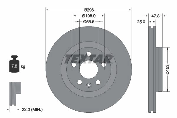 Тормозной диск TEXTAR 1437756812 AD8L 1 92323905 изображение 0