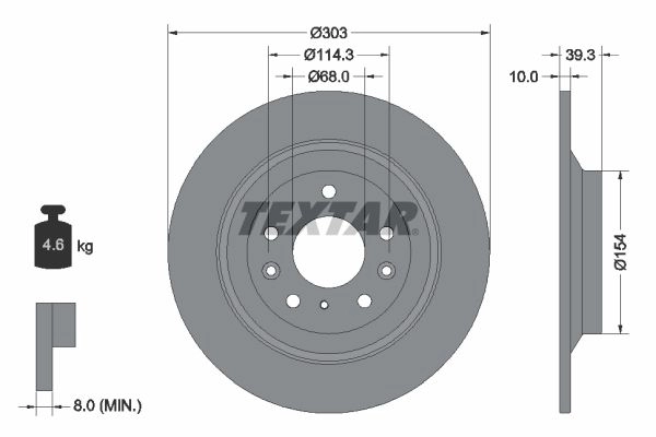 Тормозной диск TEXTAR 1439998831 92324803 6 K5AP изображение 0