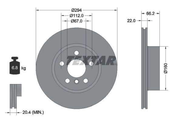 Тормозной диск TEXTAR 92327005 V5G 0PF 1438356627 изображение 0