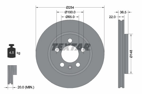Тормозной диск TEXTAR 1437999135 S0Z1M J 92329503 изображение 0