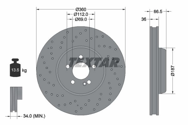 Тормозной диск TEXTAR 1439998859 FARR5 GT 92330905 изображение 0
