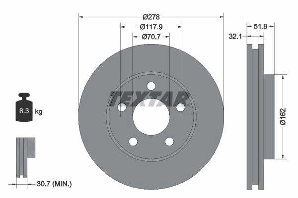 Тормозной диск TEXTAR NL PV1FP 1439998875 92332500 изображение 0