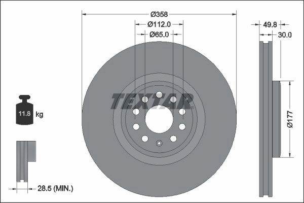 Тормозной диск TEXTAR TR2I T 92337505 1439998914