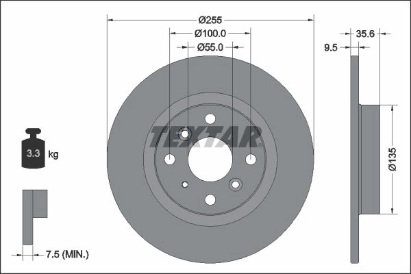 Тормозной диск TEXTAR B0R JUV 1439998921 92338203