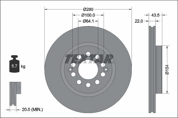 Тормозной диск TEXTAR G 0W2QWC 1439998939 92342603