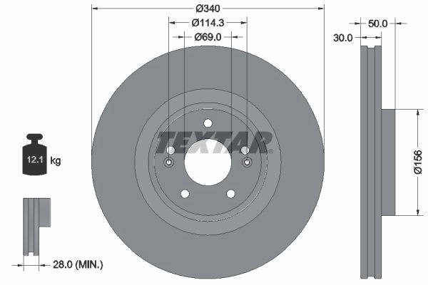 Тормозной диск TEXTAR 8KH UD2G 1439998941 92342803 изображение 0