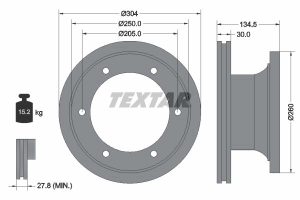 Тормозной диск TEXTAR 98200 1281 0 1 523908 98200 1281 93128100 изображение 0