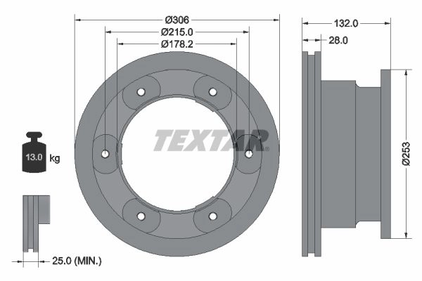 Тормозной диск TEXTAR 98200 1777 0 1 523939 98200 1777 93177700