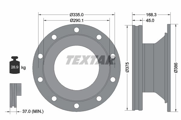 Тормозной диск TEXTAR 1437842175 93308800 0V K2D46 изображение 0