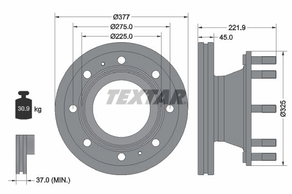 Тормозной диск TEXTAR 1437027600 ZF SJ89 93309200 изображение 0