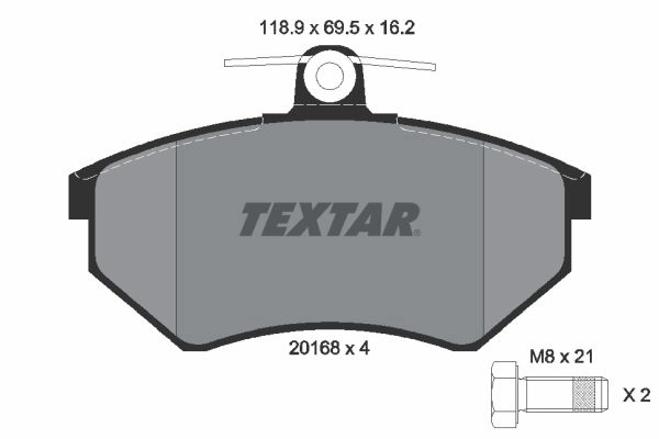 Тормозные колодки дисковые, комплект TEXTAR 510393 20168 162 1 4 2016801 20168 изображение 0