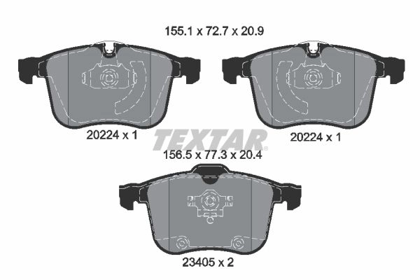 Тормозные колодки дисковые, комплект TEXTAR 2022401 510401 20224 20224 209 0 5 изображение 0