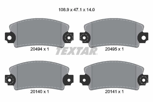 Тормозные колодки дисковые, комплект TEXTAR 20140 20141 2049401 510469 изображение 0
