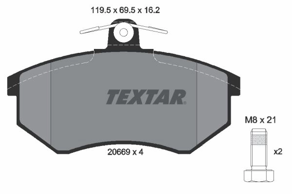 Тормозные колодки дисковые, комплект TEXTAR 510500 20669 162 1 4 2066904 20669