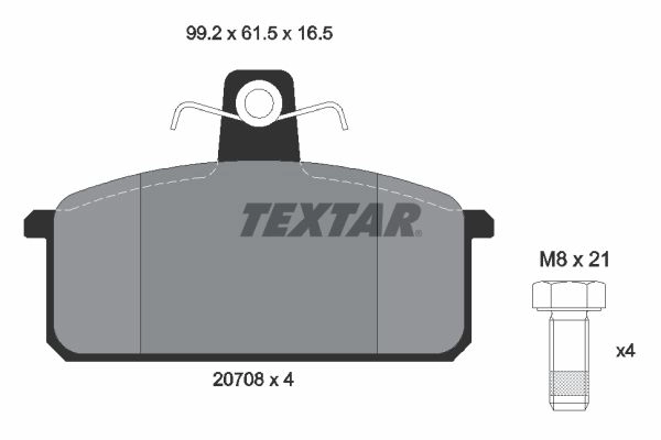 Тормозные колодки дисковые, комплект TEXTAR 20708 165 2 4 2070803 20708 510515 изображение 0