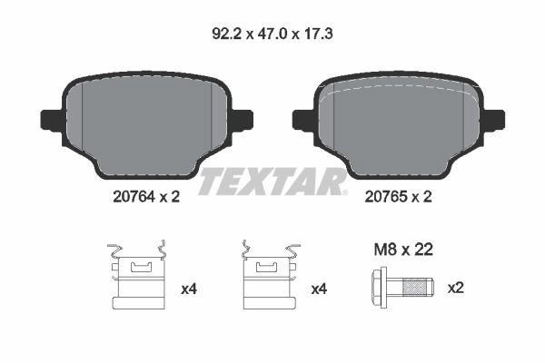 Тормозные колодки дисковые, комплект TEXTAR 1437027498 2076401 3D RVG изображение 0