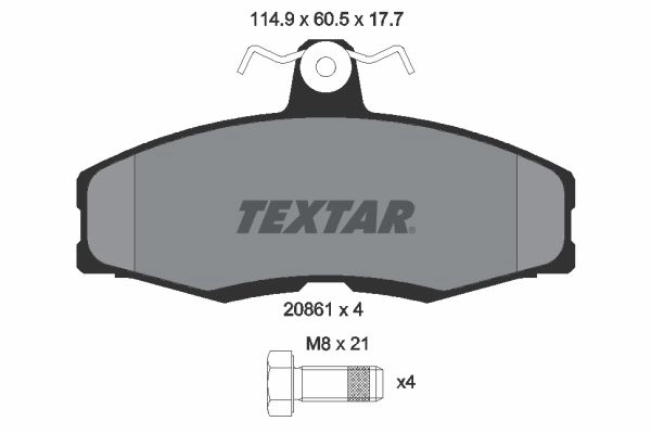 Тормозные колодки дисковые, комплект TEXTAR 20861 177 1 4 510545 2086105 20861 изображение 0