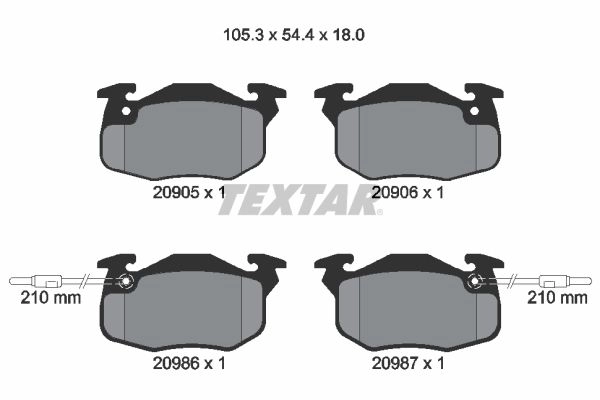 Тормозные колодки дисковые, комплект TEXTAR 20905 180 0 5 510565 20905 2090506 изображение 0