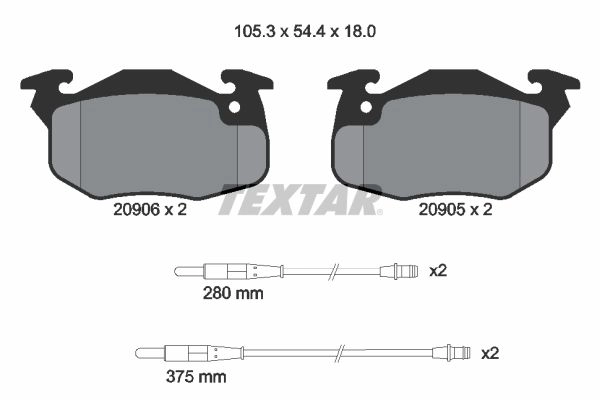 Тормозные колодки дисковые, комплект TEXTAR 20906 20905 2090604 510568 изображение 0