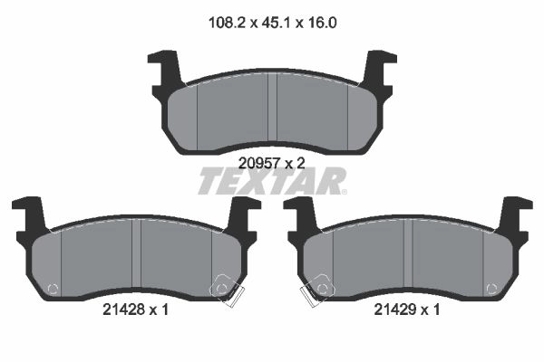 Тормозные колодки дисковые, комплект TEXTAR 2095702 20957 510590 20957 160 0 5 изображение 0