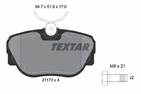 Тормозные колодки дисковые, комплект TEXTAR 21173 170 1 4 2117302 510665 21173 изображение 0