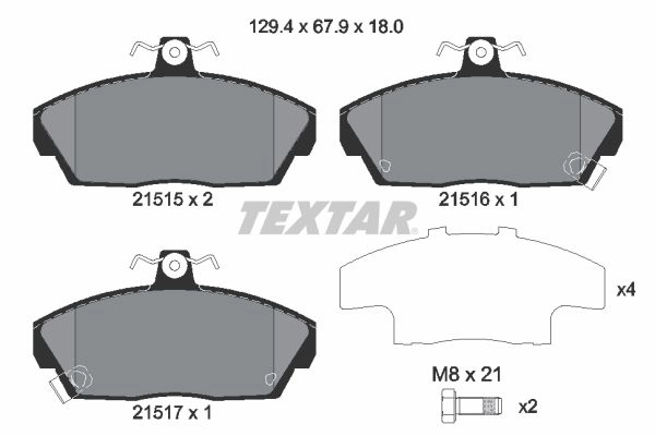 Тормозные колодки дисковые, комплект TEXTAR 21515 21515 180 1 5 2151503 510801 изображение 0