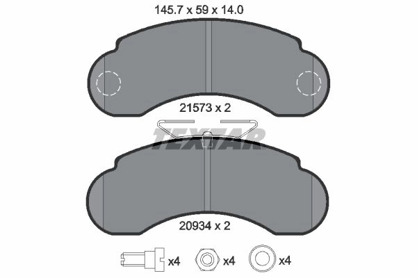 Тормозные колодки дисковые, комплект TEXTAR 2157302 20934 510826 21573 изображение 0