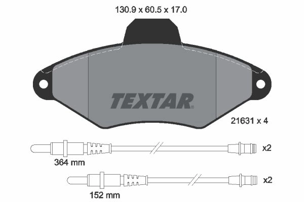 Тормозные колодки дисковые, комплект TEXTAR 510845 2163102 21631 21631 170 1 4