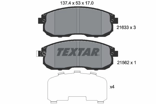 Тормозные колодки дисковые, комплект TEXTAR 21561 21633 510847 2163301