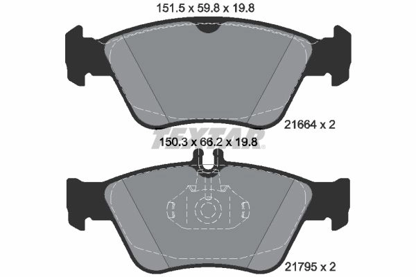 Тормозные колодки дисковые, комплект TEXTAR 2166481 510861 21664 198 0 5 epad 21664