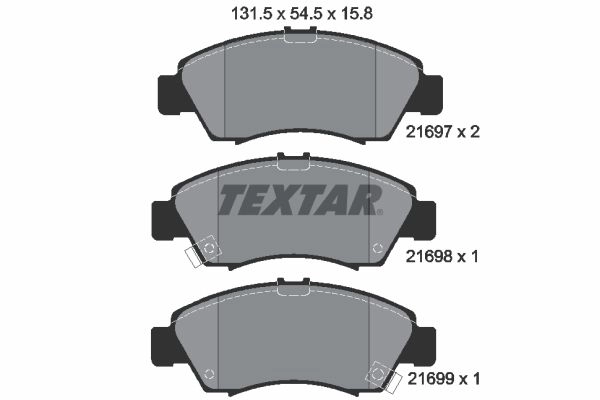 Тормозные колодки дисковые, комплект TEXTAR 21697 158 0 5 510878 2169701 21697 изображение 0