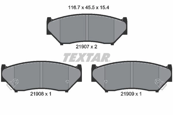 Тормозные колодки дисковые, комплект TEXTAR 21907 154 0 5 510954 2190701 21907 изображение 0