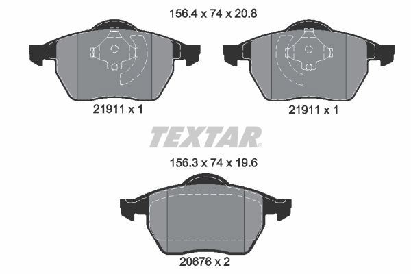 Тормозные колодки дисковые, комплект TEXTAR 20676 2191102 510956 21911