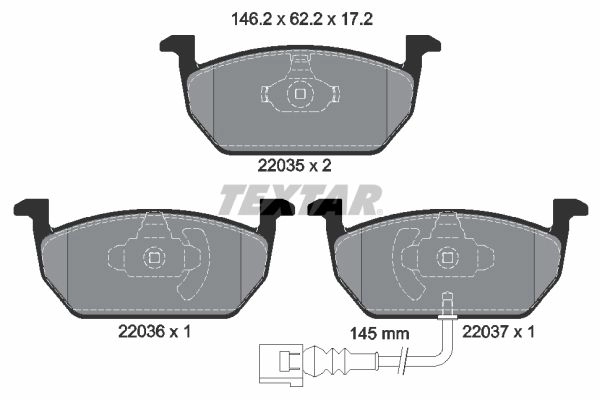 Тормозные колодки дисковые, комплект TEXTAR 511005 22035 172 0 5 22035 2203501