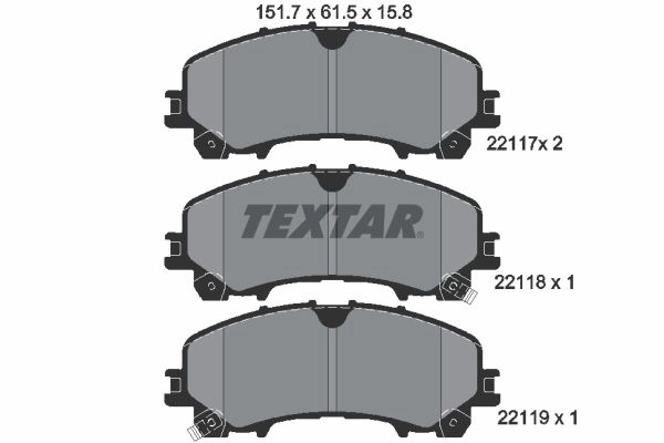 Тормозные колодки дисковые, комплект TEXTAR 22117 2211701 511022 22117 158 0 5