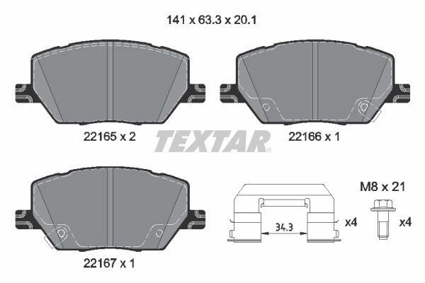 Тормозные колодки дисковые, комплект TEXTAR N 350SBW 2216503 1439900765 изображение 0