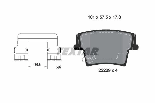 Тормозные колодки дисковые, комплект TEXTAR 22209 2220901 511034 22209 178 1 4