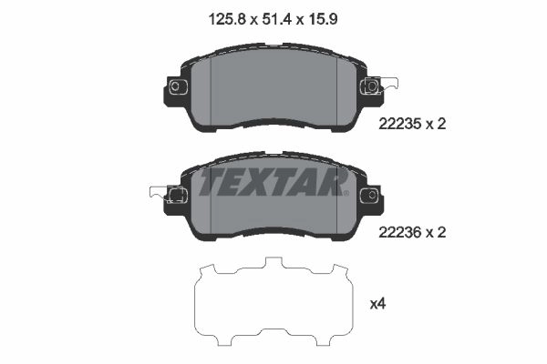 Тормозные колодки дисковые, комплект TEXTAR 22235 153 1 5 2223501 511040 22235