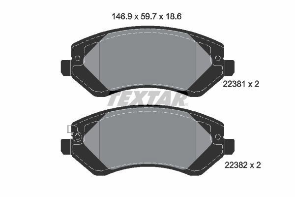 Тормозные колодки дисковые, комплект TEXTAR 511061 2238101 22381 22381 186 0 5 изображение 0