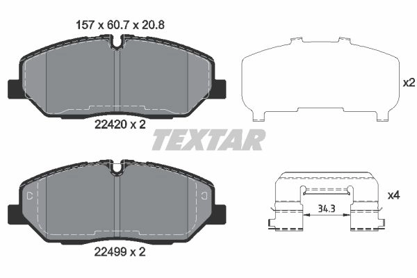 Тормозные колодки дисковые, комплект TEXTAR 22420 208 1 5 2242001 22420 511070 изображение 0