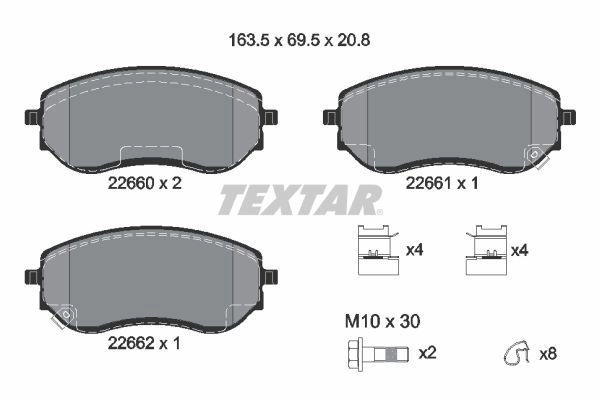 Тормозные колодки дисковые, комплект TEXTAR 2D DXHF 1425578298 2266001 изображение 0