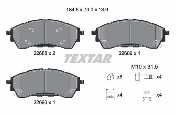 Тормозные колодки дисковые, комплект TEXTAR DT6 OH 2268801 1437027280 изображение 0