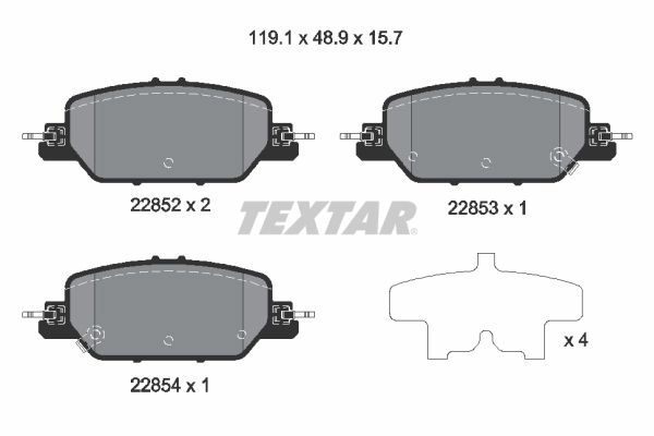 Тормозные колодки дисковые, комплект TEXTAR 1425578262 D L2VEA 2285201