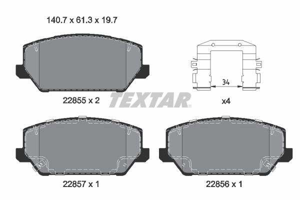 Тормозные колодки дисковые, комплект TEXTAR 2285501 ODA 4LQ 1425578263