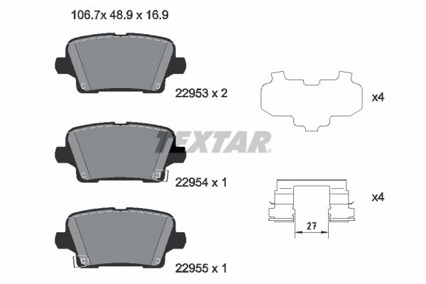 Тормозные колодки дисковые, комплект TEXTAR 1425578308 BG4 XU 2295301 изображение 0