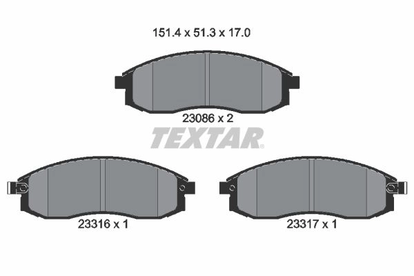 Тормозные колодки дисковые, комплект TEXTAR 23086 23086 170 0 5 2308601 511113
