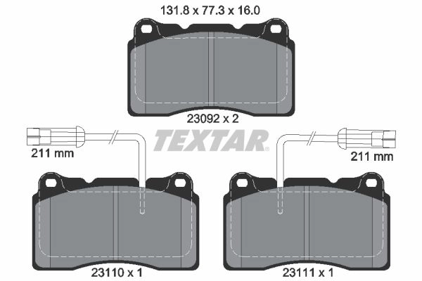 Тормозные колодки дисковые, комплект TEXTAR 2309201 511117 23092 23092 160 0 5 изображение 0
