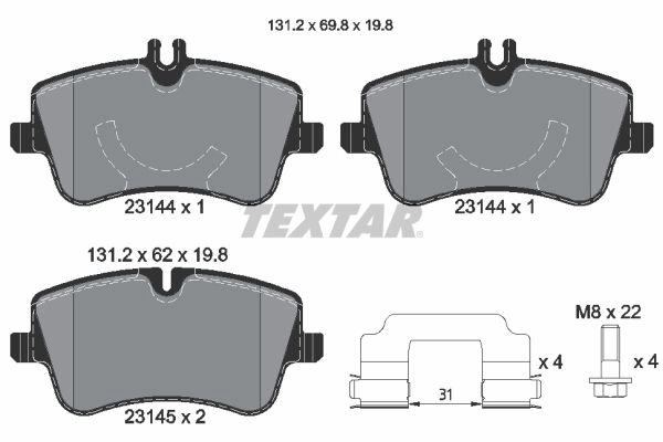 Тормозные колодки дисковые, комплект TEXTAR 2314481 511152 23144 198 1 5 epad 23144