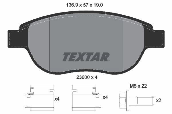 Тормозные колодки дисковые, комплект TEXTAR 2360001 23600 190 1 4 23600 511389 изображение 0