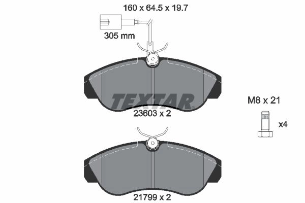 Тормозные колодки дисковые, комплект TEXTAR 511392 23603 21799 2360301